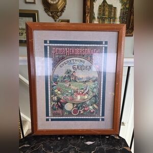Vintage Peter Henderson & Co. 1886 Garden Print Framed Ad Farmhouse Wall Art